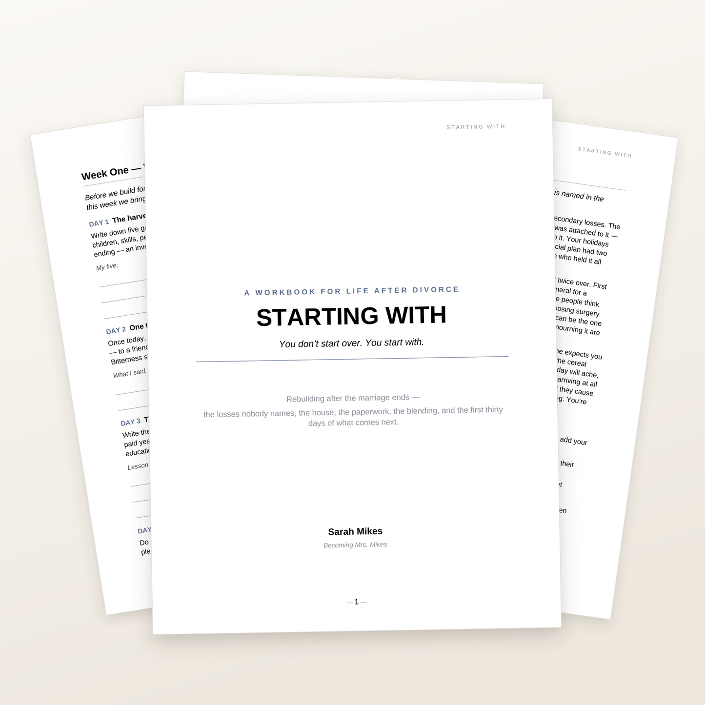 Starting With: A Workbook for Life After Divorce (67-Page Digital Workbook)